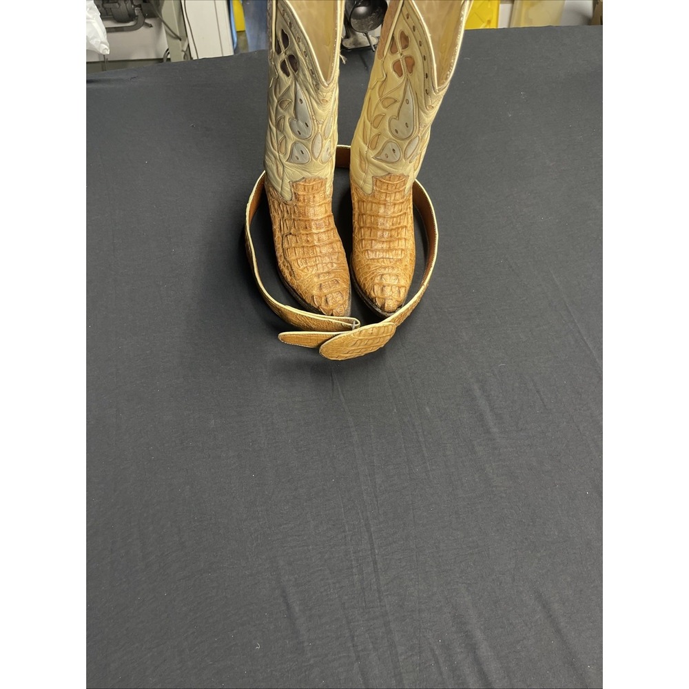 Women Crocodile Boots Cuadra Size 5 1/2 With Size 32 Belt